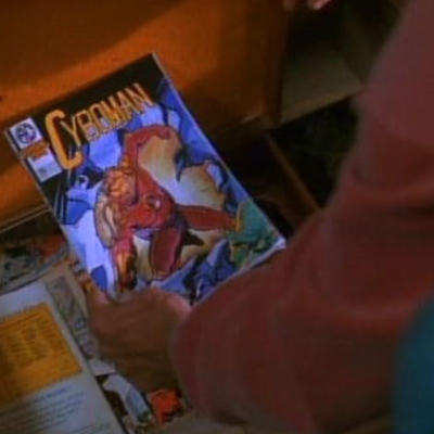 Jobe holding a comic titled Cyborman